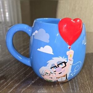 Pixar Disney UP Carl & Ellie Charming Blue Mug with Heart Balloon House